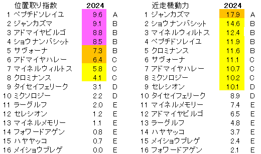 2024　アルゼンチン共和国杯　位置取り指数